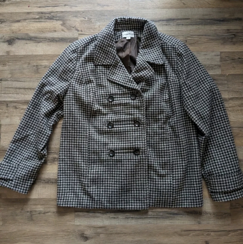 Studio Works Woman’s Plaid Print Blazer Jacket Size 18 Pockets Vintage